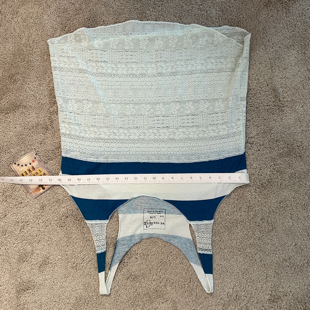 NWT - We The Free - Striped + Lace Teal/White Tank - Picture 10 of 14